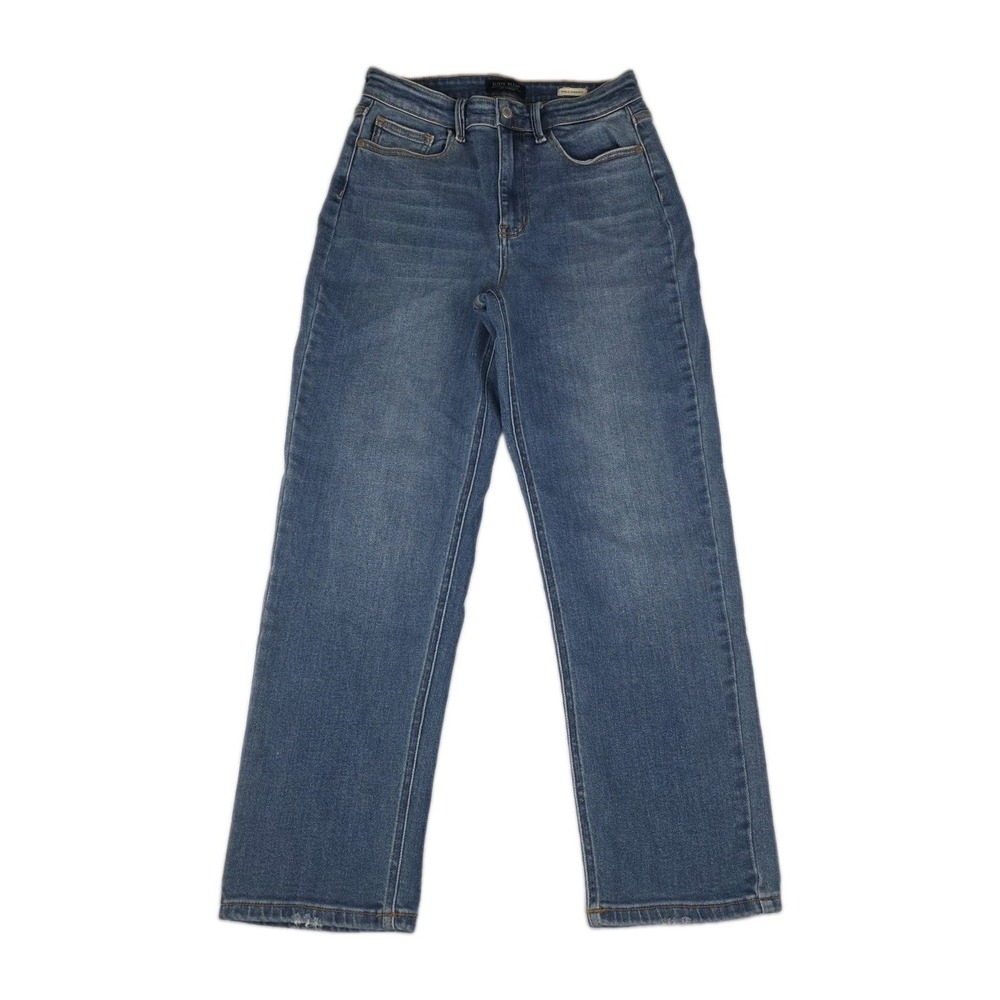 Judy Blue Jeans Womens 3/26 Blue Ankle Straight Mid Rise Medium Wash Denim 28x27
